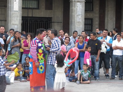 Clown performance, Zocolo, Cuernavaca, Mexico