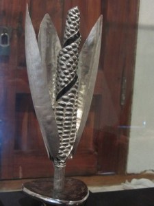 Silver corn statue, Mexico