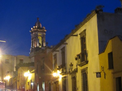 Street scene at night, San Miguel de Allende, Mexico