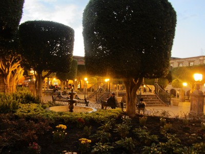 La Jardin at night, San Miguel de Allende, Mexico