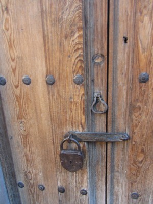 Door and lock from 1500s, San Miguel de Allende, Mexico
