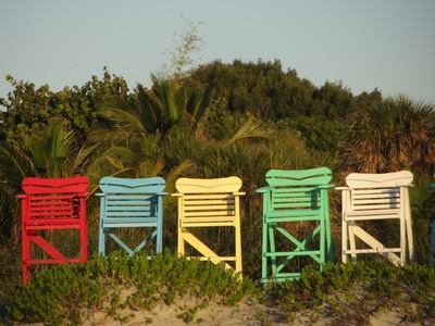 Colorful beach chairs