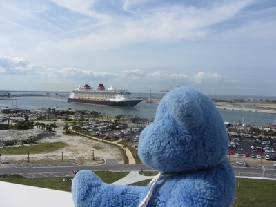 Cruise ship from roof of Exploration Tower, Cape Canaveral, Florida
