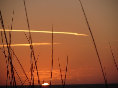 sunrise with contrails, Cocoa Beach, Florida