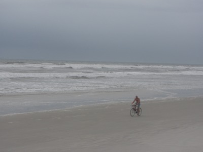 Bicyclist on New Smyrna Beach, Florida