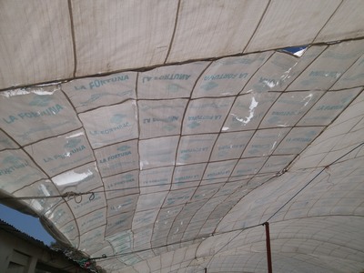 Tent made of corn and flour sacks, Teloloapan, Mexico