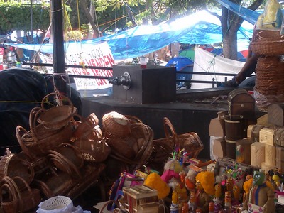 Protesters, tent city, Chilpancingo, Mexico