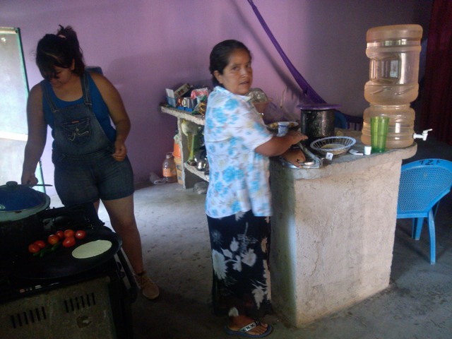 Making a meal, Family compound, Ocotito, Mexico