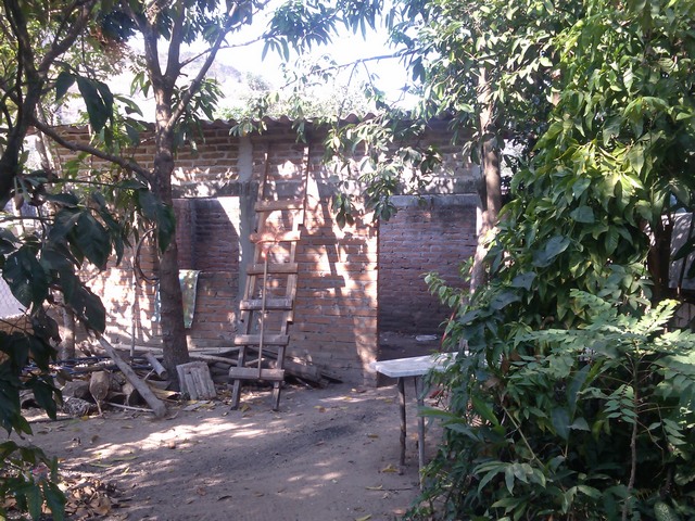 Courtyard and new house under construction, Family compound, Ocotito, Mexico