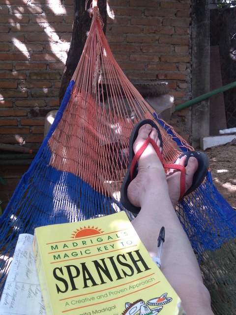 Studying Spanish in a hammock