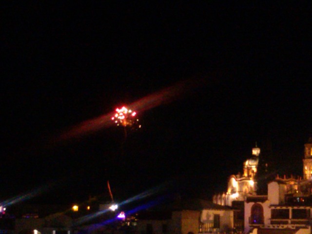 Fireworks over Taxco de Alarcon, Mexico