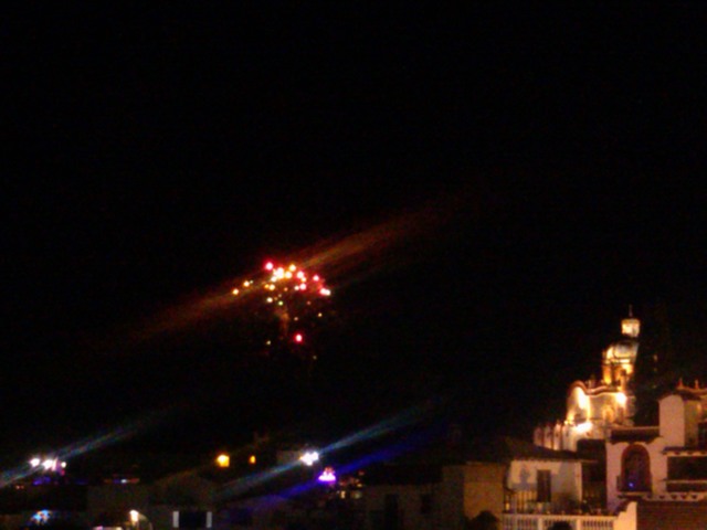 Fireworks over Taxco de Alarcon, Mexico