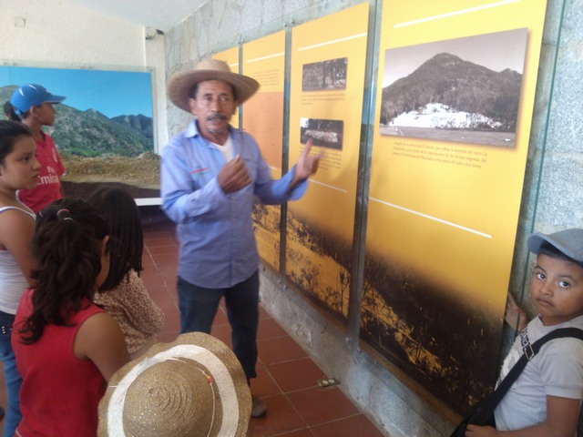 Interpreter, Tehuacalco archeological site, Mexico