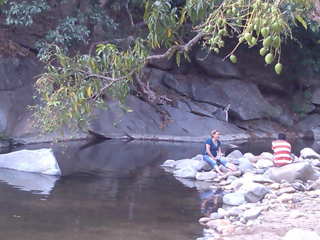 Relaxing at the river at the base of Tehaucalco, Mexico