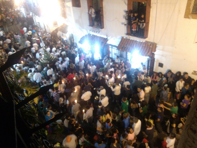 Lenten procession crowds, Taxco de Alarcon, Mexico