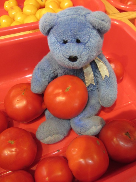 Blue Bear and tomatoes
