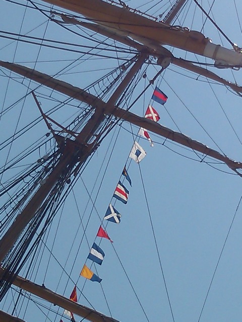 Masts and sails, USS barque Eagle, Tall Ships festival, Portland,Maine