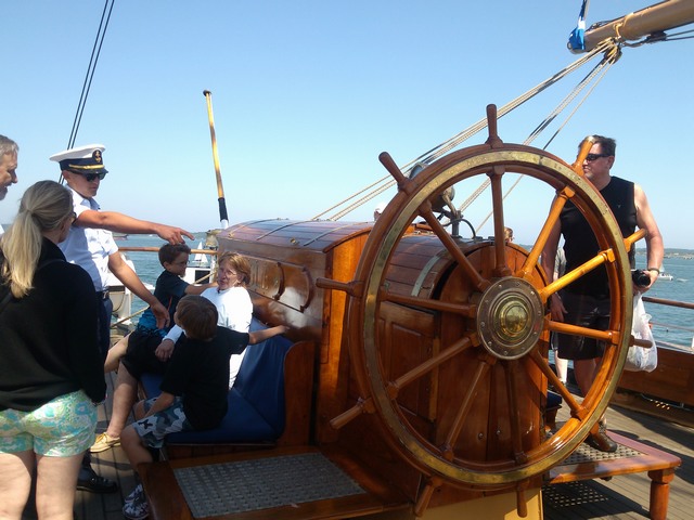 Rear rudder wheel, Triple helm, USS barque Eagle, Tall Ships festival, Portland,Maine