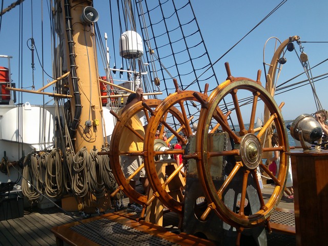 Triple helm, USS barque Eagle, Tall Ships festival, Portland,Maine