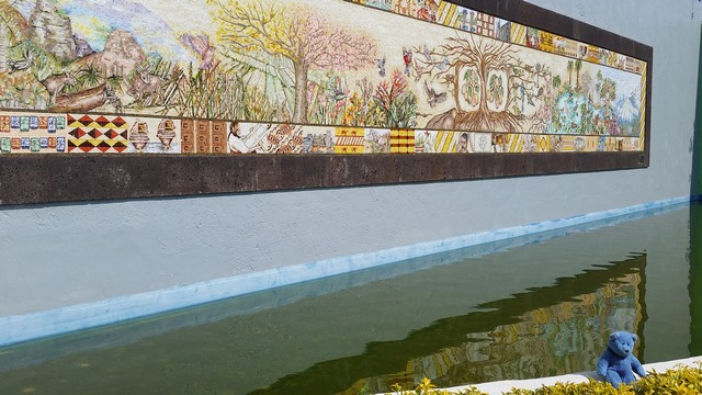 Blue Bear and Mexican mural